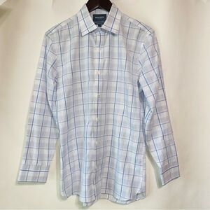 Bonobos Mens Blue And White Tailored Slim Fit Button Down Shirt Size 16/33
